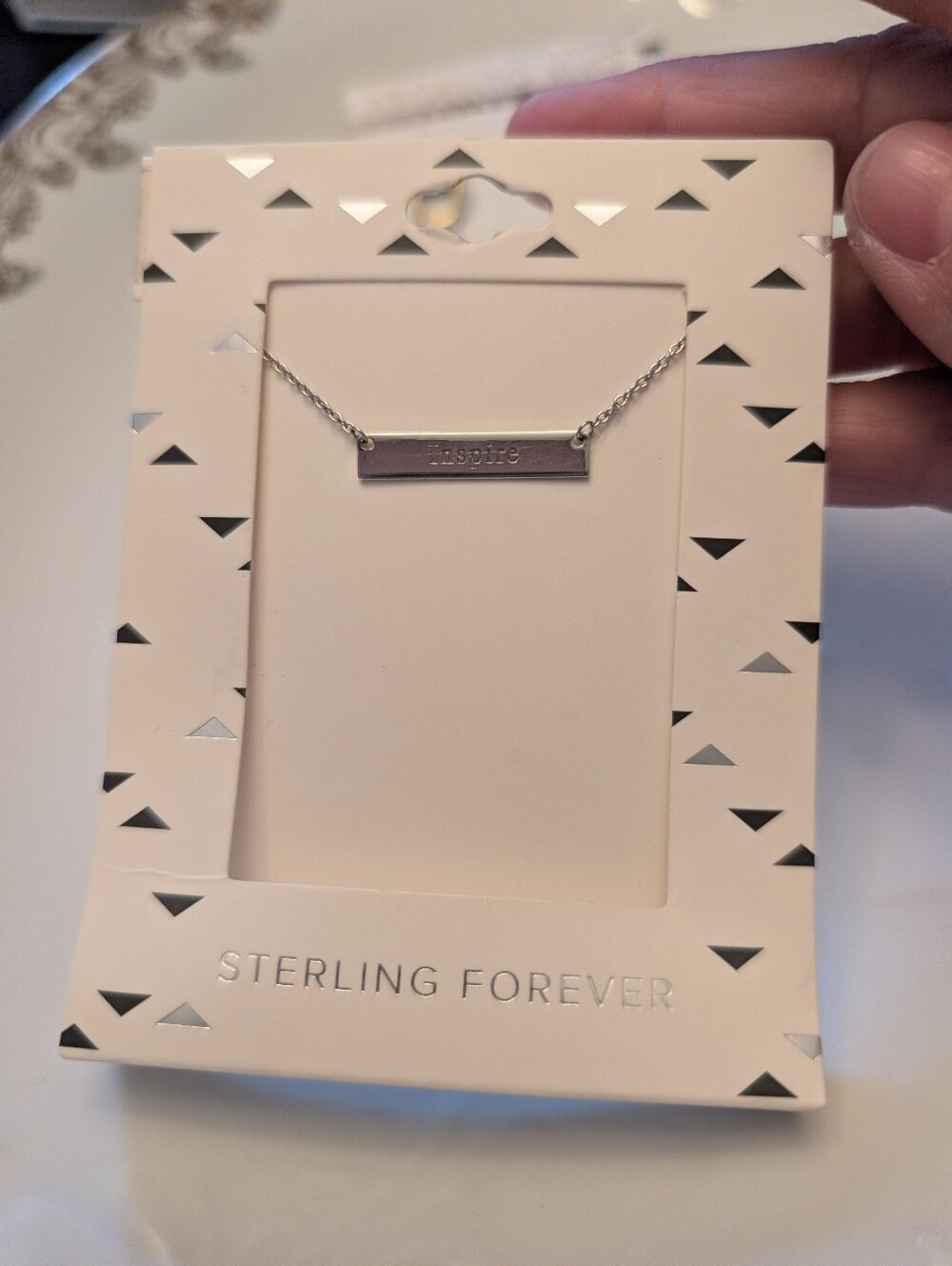 Sterling Forever Silver 'inspire' Bar Necklace